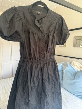 J. Crew Black Puff-Sleeve Mini Dress